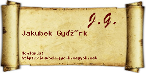 Jakubek Györk névjegykártya